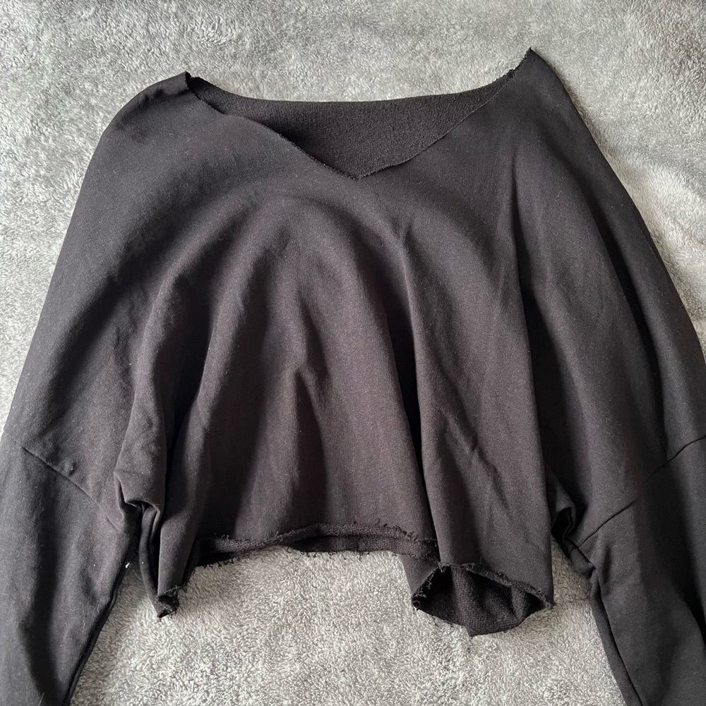 shein, black cropped long sleeve, size xs